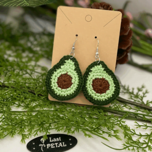 crocheted avocado earrings