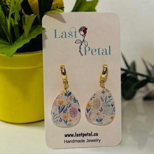 Easter Print egg dangle earrings
