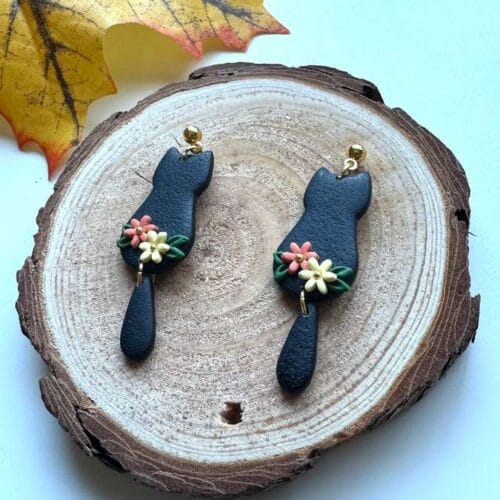 Black Cat Dangle Earrings
