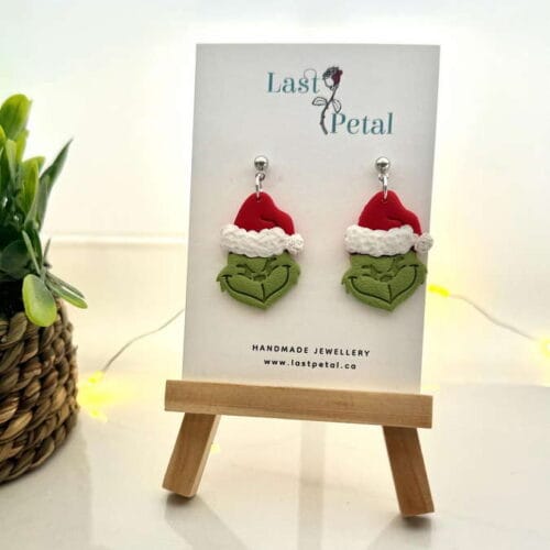 Grinch Dangles with santa hat