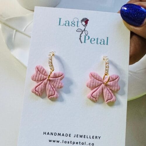 Pink Bow Dangles