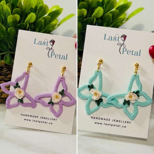 Butterfly Earrings Purple and Turquoise