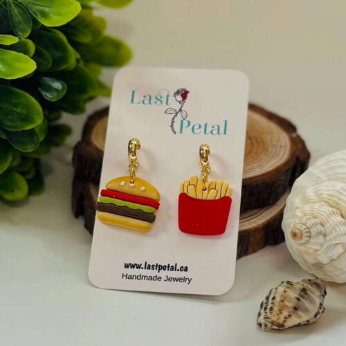 Burger and Fries Dangle Earrings
