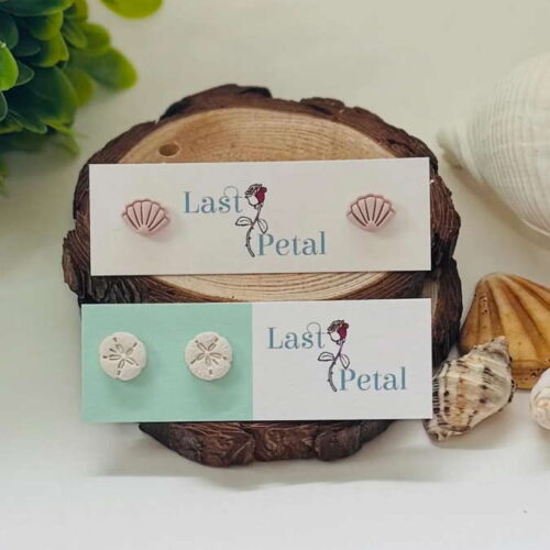 Sand Dollar & Clam Shell Stud Earrings
