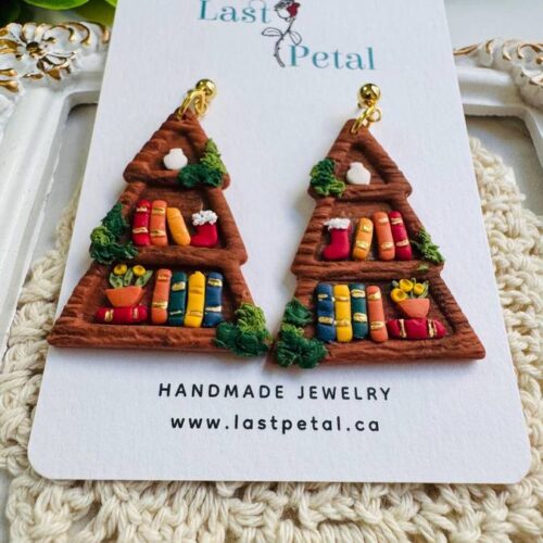 Christmas Tree Bookshelf Earrings