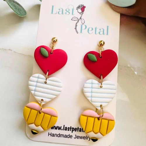 School Trio Heart Dangles